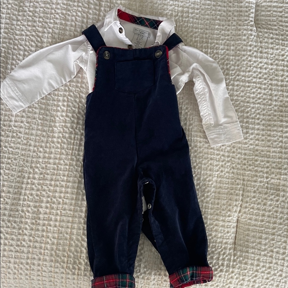 Navy Blue Kids Overalls with White Shirt